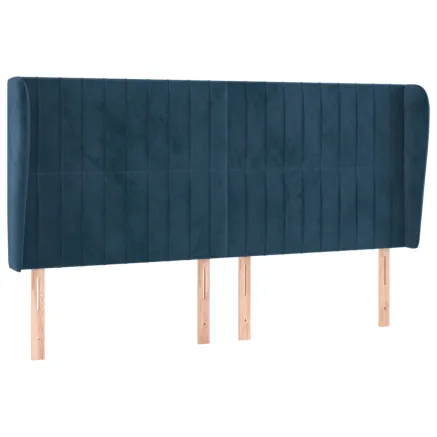 Tête de lit avec oreilles Bleu foncé 183x23x118/128 cm Velours 2