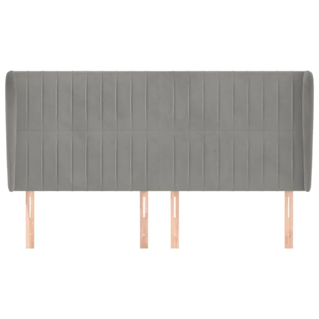 Tête de lit avec oreilles Gris clair 203x23x118/128 cm Velours