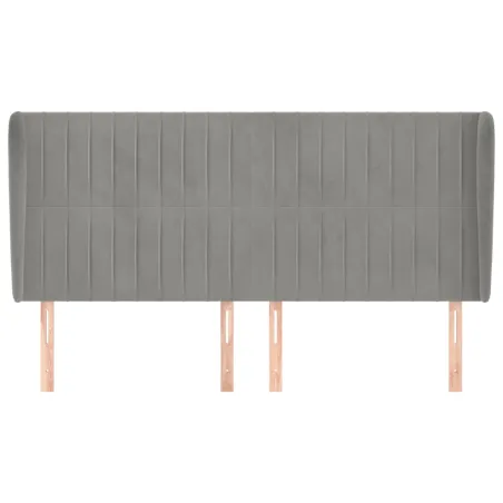 Tête de lit avec oreilles Gris clair 203x23x118/128 cm Velours