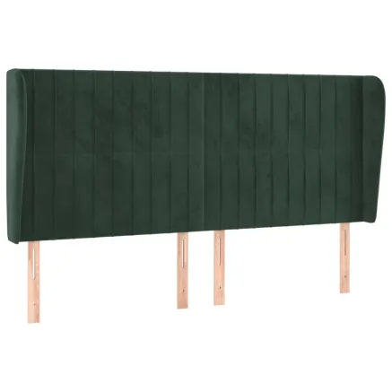 Tête de lit avec oreilles Vert foncé 203x23x118/128 cm Velours 2