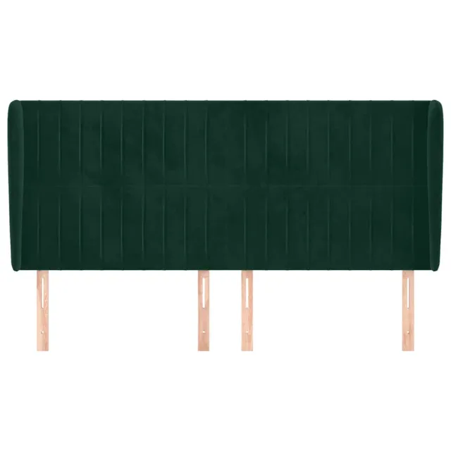 Tête de lit avec oreilles Vert foncé 203x23x118/128 cm Velours