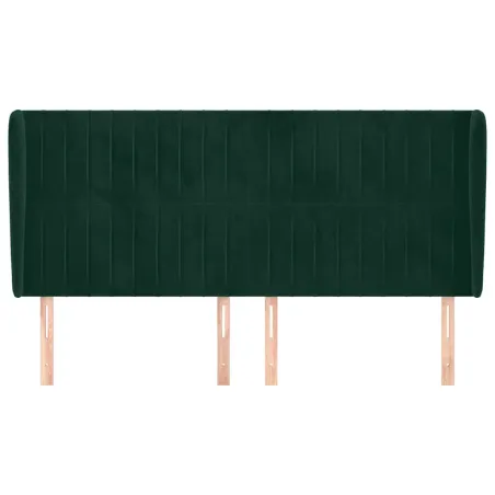 Tête de lit avec oreilles Vert foncé 203x23x118/128 cm Velours