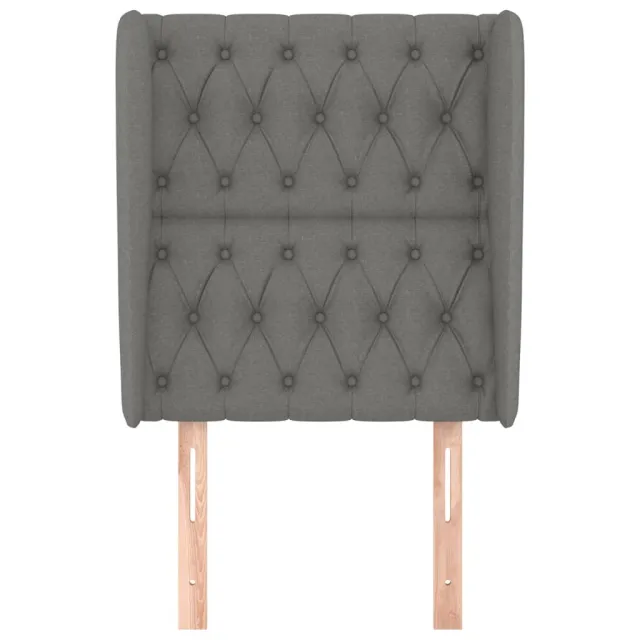 Tête de lit avec oreilles Gris foncé 83x23x118/128 cm Tissu
