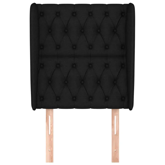 Tête de lit avec oreilles Noir 83x23x118/128 cm Tissu