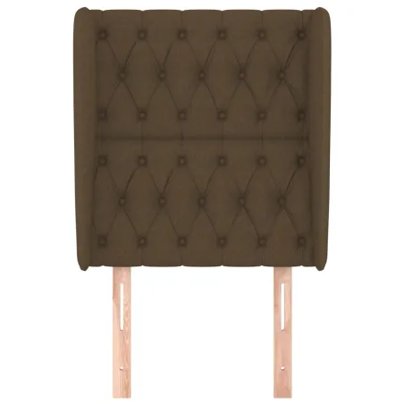 Tête de lit avec oreilles Marron foncé 83x23x118/128 cm Tissu