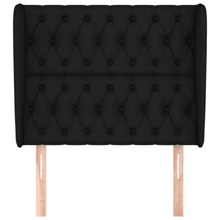 Tête de lit avec oreilles Noir 93x23x118/128 cm Tissu