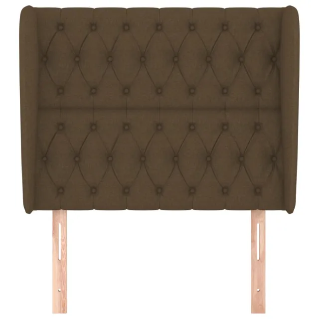 Tête de lit avec oreilles Marron foncé 93x23x118/128 cm Tissu