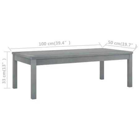 Table basse 100x50x33 cm Gris Bois d'acacia solide