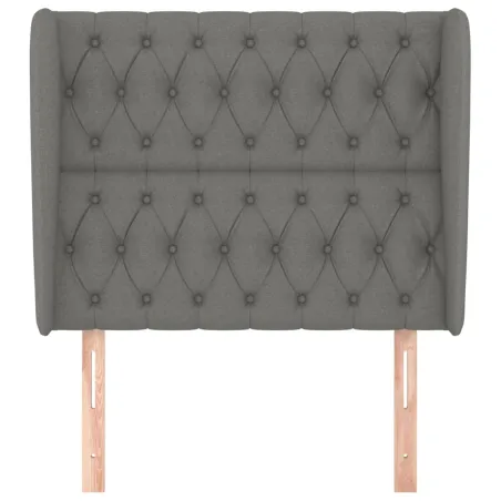 Tête de lit avec oreilles Gris foncé 103x23x118/128 cm Tissu