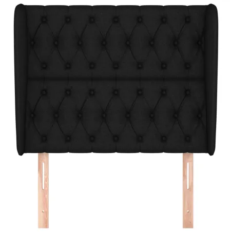 Tête de lit avec oreilles Noir 103x23x118/128 cm Tissu