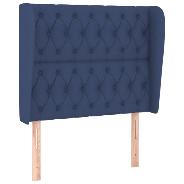 Tête de lit avec oreilles Bleu 103x23x118/128 cm Tissu