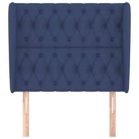 Tête de lit avec oreilles Bleu 103x23x118/128 cm Tissu