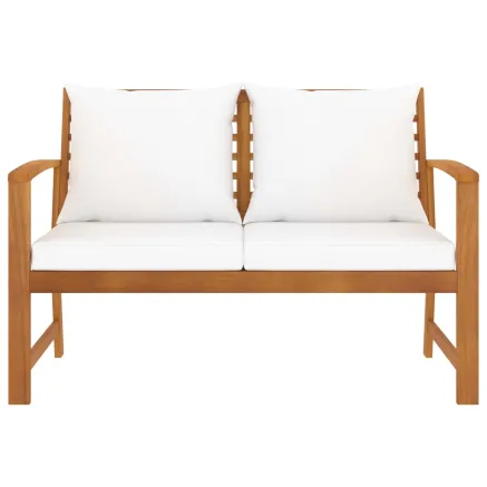 Banc de jardin avec coussin crème 120 cm Bois solide d'acacia 2