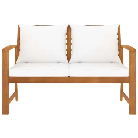 Banc de jardin avec coussin crème 120 cm Bois solide d'acacia