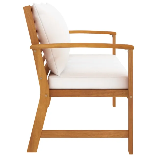 Banc de jardin avec coussin crème 120 cm Bois solide d'acacia