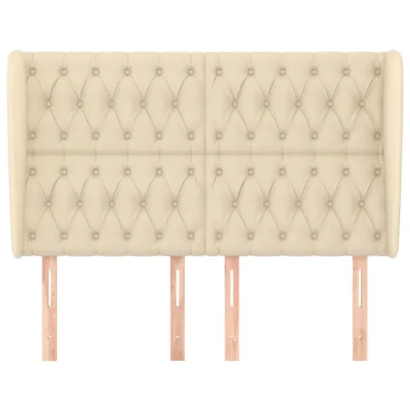 Tête de lit avec oreilles Crème 147x23x118/128 cm Tissu