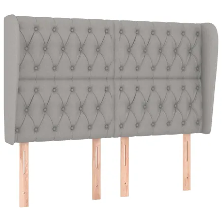 Tête de lit avec oreilles Gris clair 163x23x118/128 cm Tissu 2