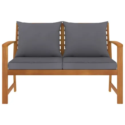 Banc de jardin 120cm et coussin gris foncé Bois solide d'acacia 2