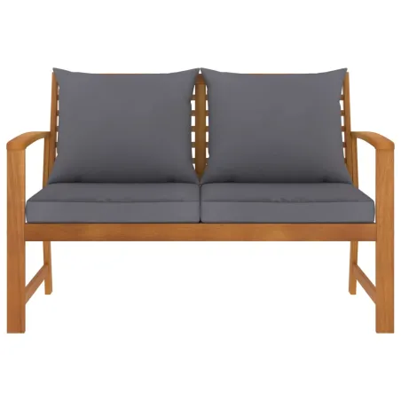 Banc de jardin 120cm et coussin gris foncé Bois solide d'acacia