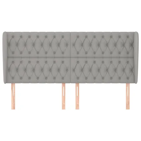 Tête de lit avec oreilles Gris clair 183x23x118/128 cm Tissu
