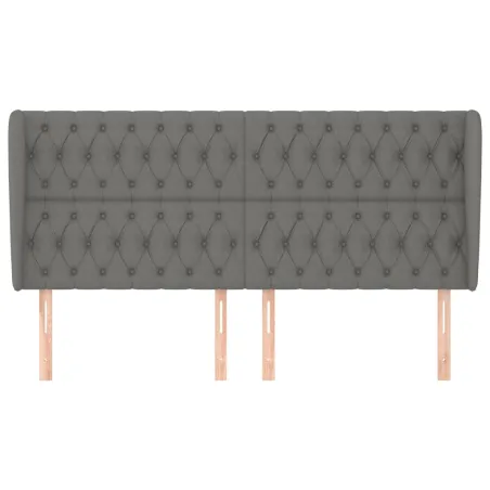 Tête de lit avec oreilles Gris foncé 183x23x118/128 cm Tissu