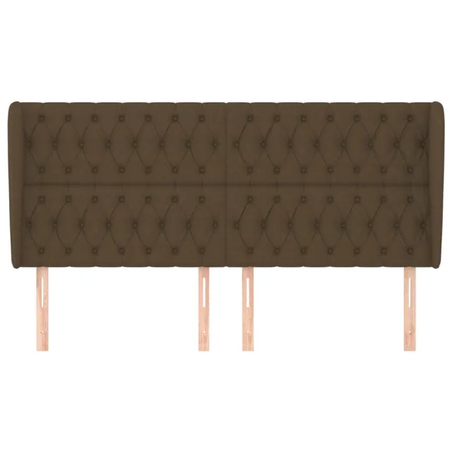 Tête de lit avec oreilles Marron foncé 183x23x118/128 cm Tissu
