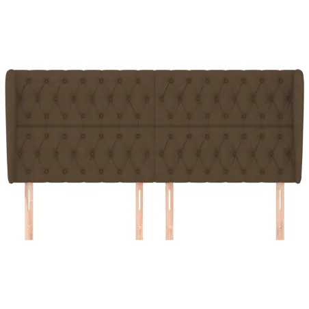 Tête de lit avec oreilles Marron foncé 183x23x118/128 cm Tissu