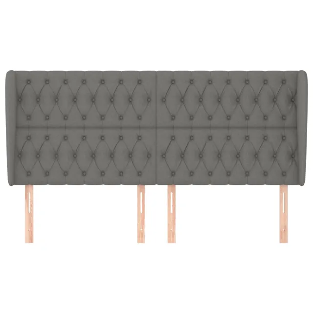 Tête de lit avec oreilles Gris foncé 203x23x118/128 cm Tissu