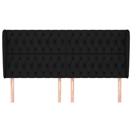 Tête de lit avec oreilles Noir 203x23x118/128 cm Tissu