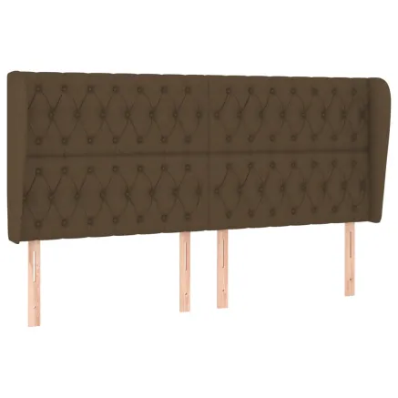 Tête de lit avec oreilles Marron foncé 203x23x118/128 cm Tissu 2