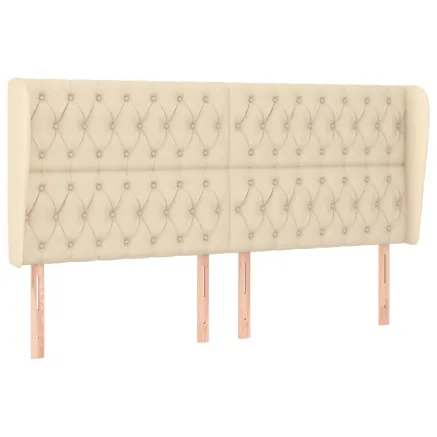 Tête de lit avec oreilles Crème 203x23x118/128 cm Tissu 2
