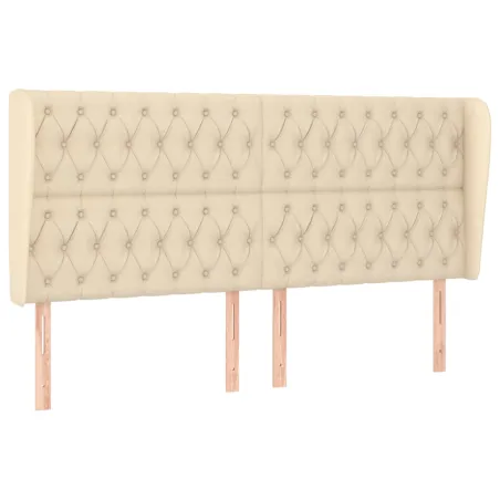 Tête de lit avec oreilles Crème 203x23x118/128 cm Tissu