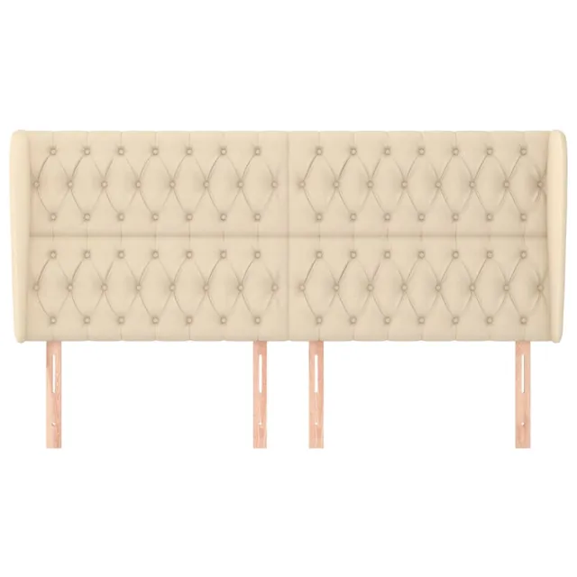 Tête de lit avec oreilles Crème 203x23x118/128 cm Tissu