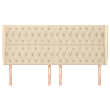 Tête de lit avec oreilles Crème 203x23x118/128 cm Tissu