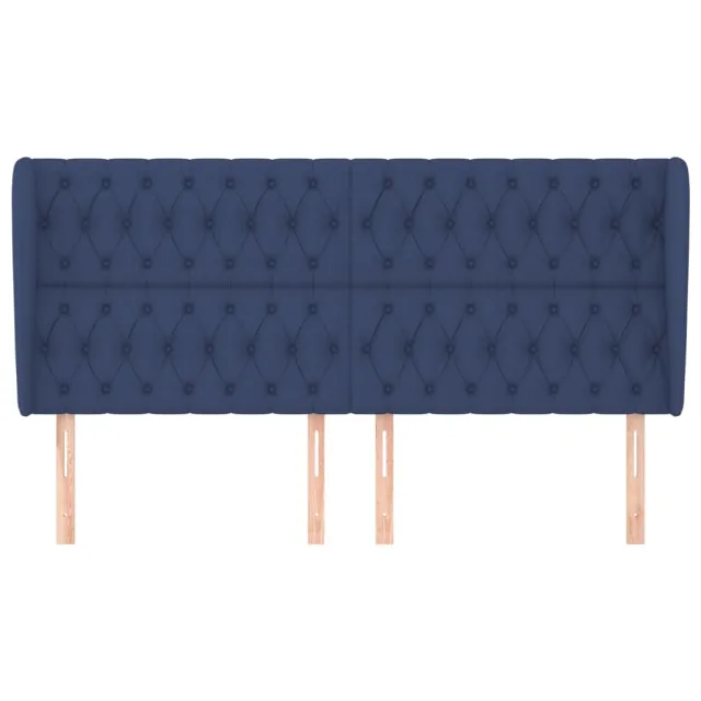 Tête de lit avec oreilles Bleu 203x23x118/128 cm Tissu