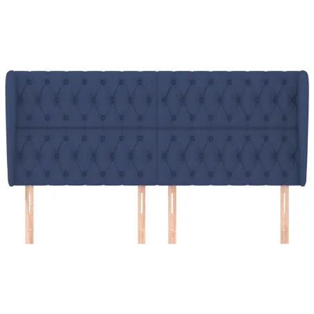Tête de lit avec oreilles Bleu 203x23x118/128 cm Tissu