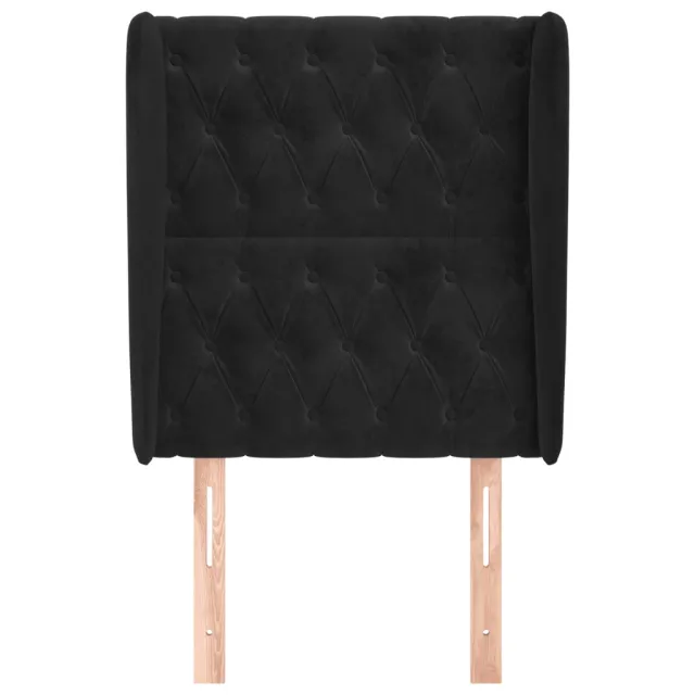Tête de lit avec oreilles Noir 83x23x118/128 cm Velours