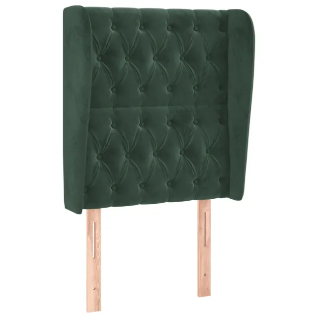 Tête de lit avec oreilles Vert foncé 83x23x118/128 cm Velours