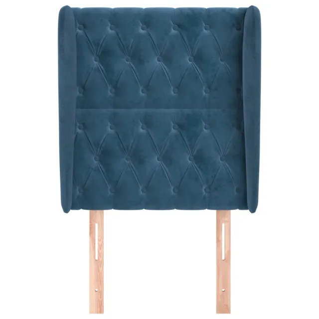 Tête de lit avec oreilles Bleu foncé 83x23x118/128 cm Velours