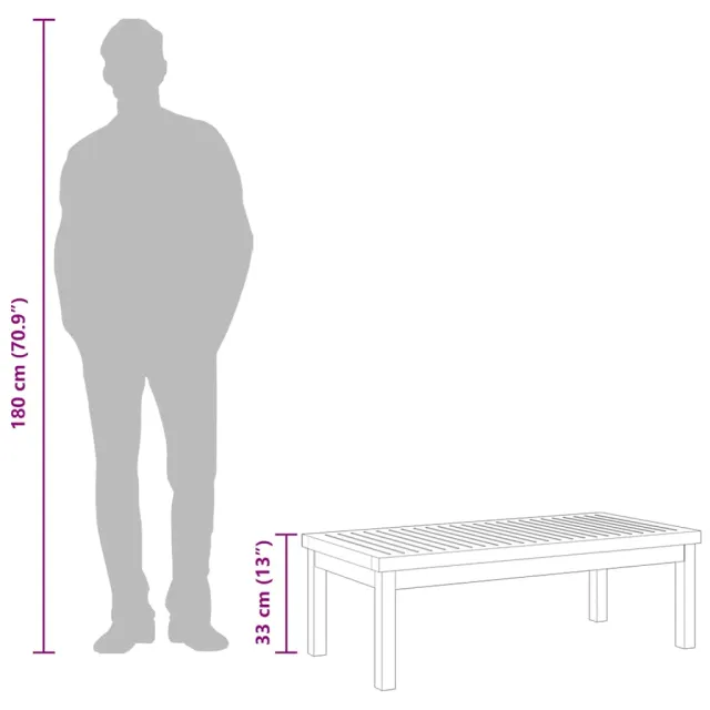 Table basse 100x50x33 cm bois d'acacia massif