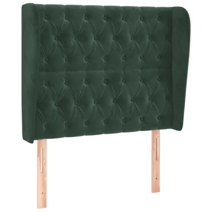 Tête de lit avec oreilles Vert foncé 93x23x118/128 cm Velours 2