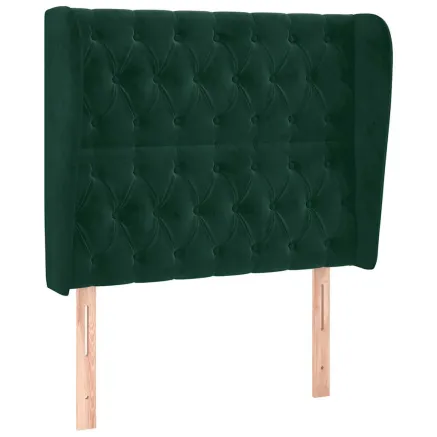 Tête de lit avec oreilles Vert foncé 103x23x118/128 cm Velours 2