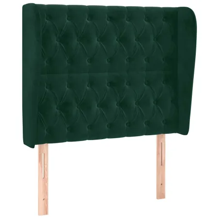 Tête de lit avec oreilles Vert foncé 103x23x118/128 cm Velours