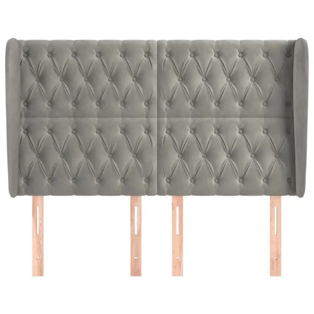 Tête de lit avec oreilles Gris clair 147x23x118/128 cm Velours