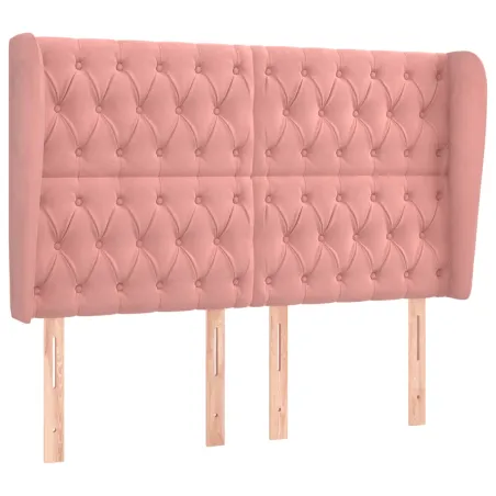 Tête de lit avec oreilles Rose 163x23x118/128 cm Velours