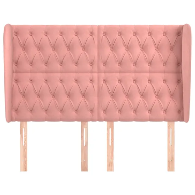 Tête de lit avec oreilles Rose 163x23x118/128 cm Velours