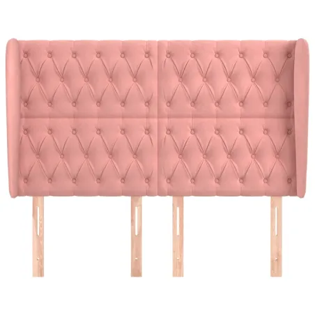 Tête de lit avec oreilles Rose 163x23x118/128 cm Velours