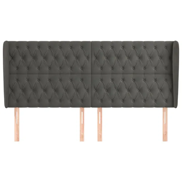 Tête de lit avec oreilles Gris foncé 183x23x118/128 cm Velours