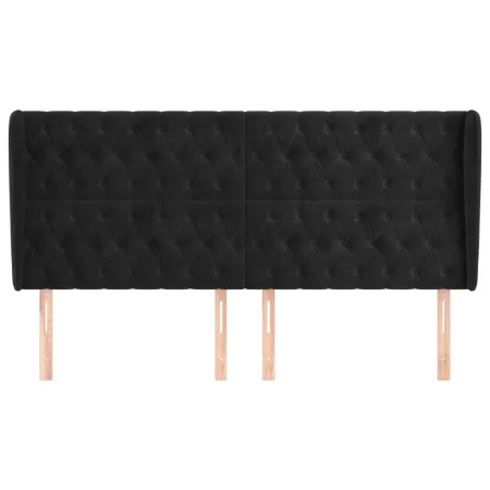 Tête de lit avec oreilles Noir 183x23x118/128 cm Velours