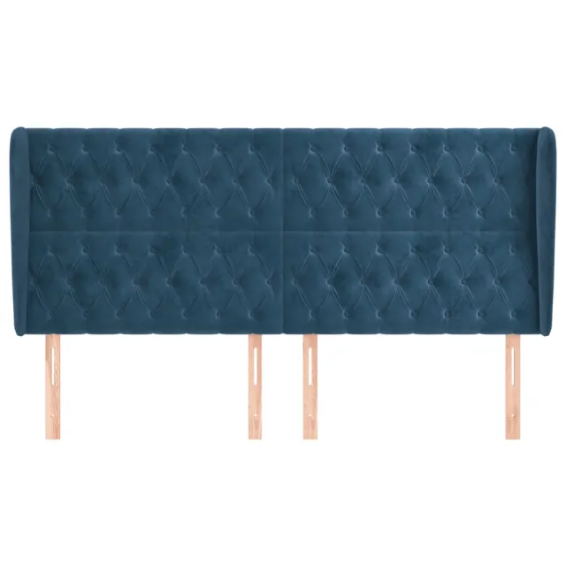 Tête de lit avec oreilles Bleu foncé 183x23x118/128 cm Velours
